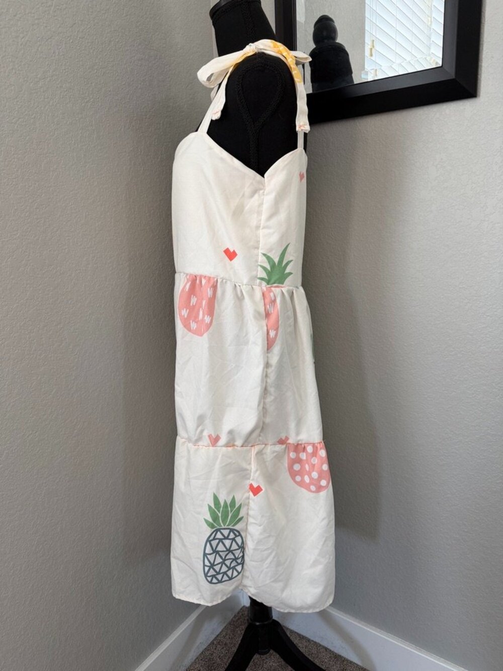 Vintage HANDMADE Pineapple Tiered Midi Sundress Small - Picture 7 of 12